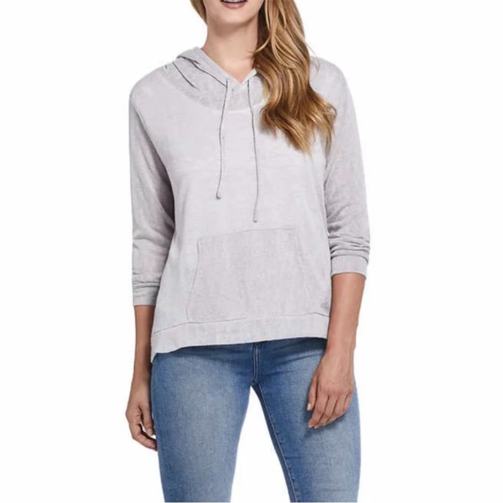 Sheer gray pullover kangaroo pocket knit hoodie by weatherproof size m